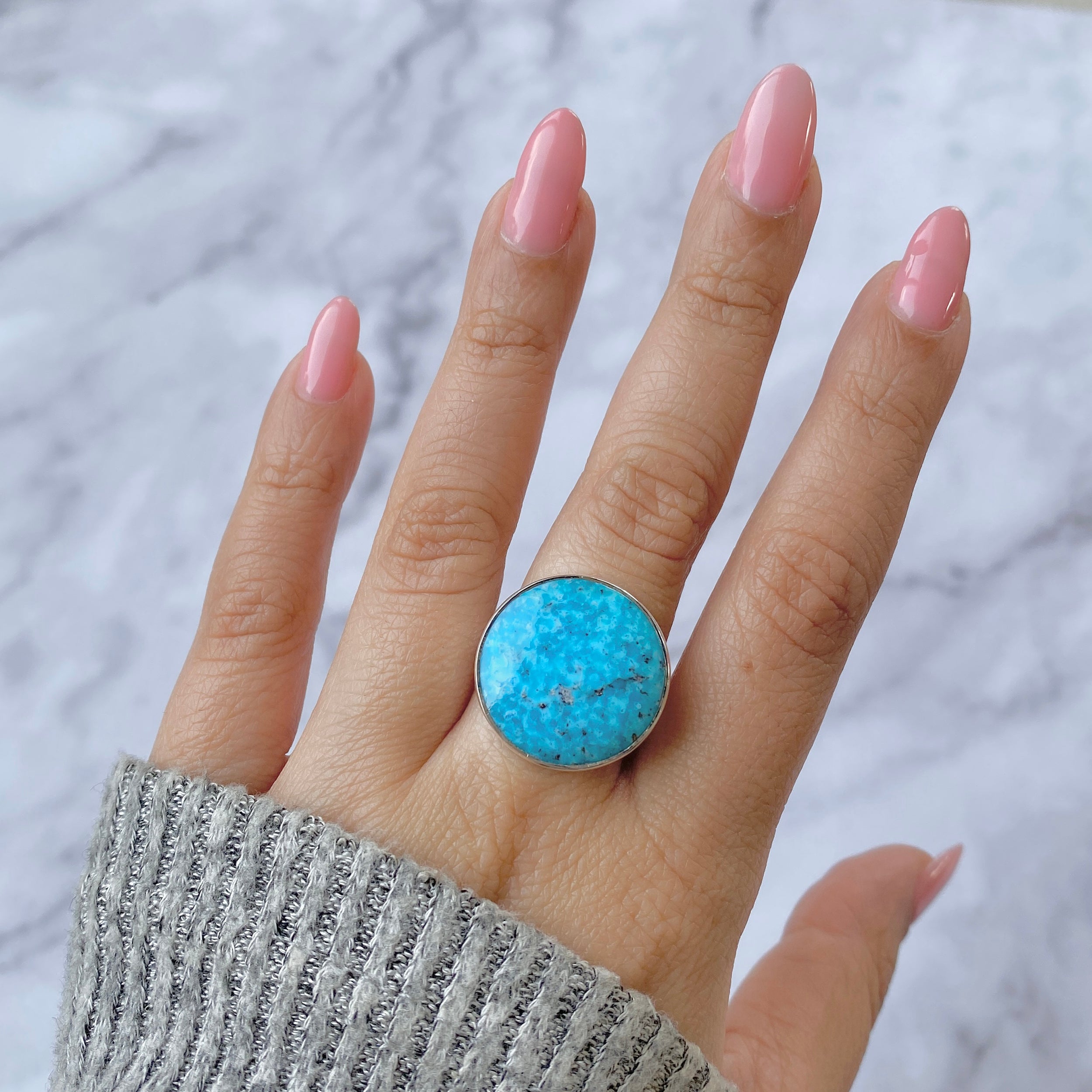 Turquoise Adjustable Ring-(TRQ-R-46.)